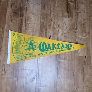 Vtg 1972-73 Oakland A's World Champions Pennant